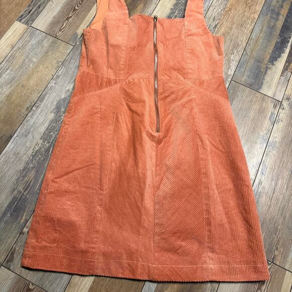 Orange corduroy mini dress|Fall Pumpkin patch | Babydoll y2k - Picture 4 of 5